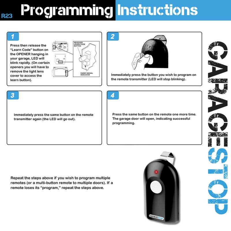 GARAGE STOP 1 for Genie ACSCTG Type 1 Button Remote, GIT-1 390Mhz Genie Intellicode Garage Door Remote Replacement, Overhead Door Compatible (1997 to Present) - Image 3